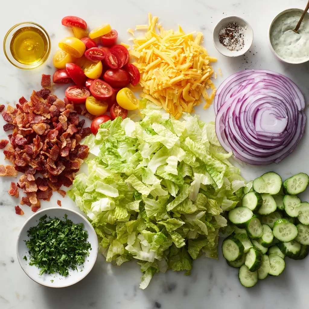 Ingredients for BLT Chopped Salad with Ranch for a Low Carb Breakfast