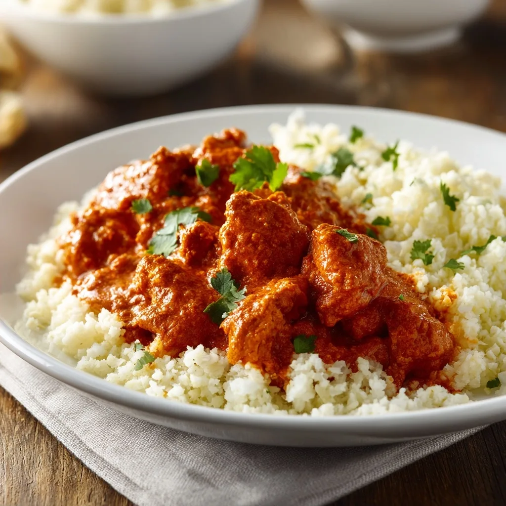 Low Carb Butter Chicken with Cauliflower Rice Recipe