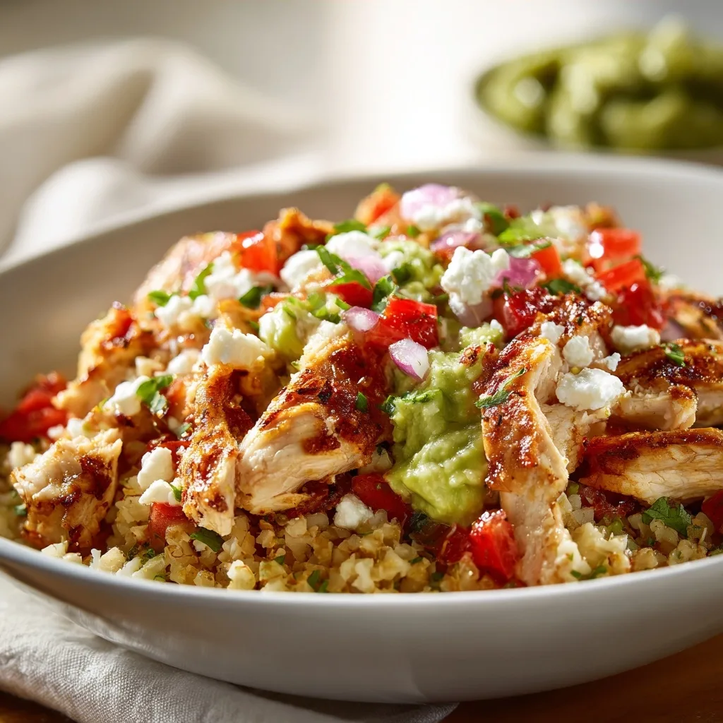 Low Carb Cauliflower Rice Chicken Burrito Bowl Recipe