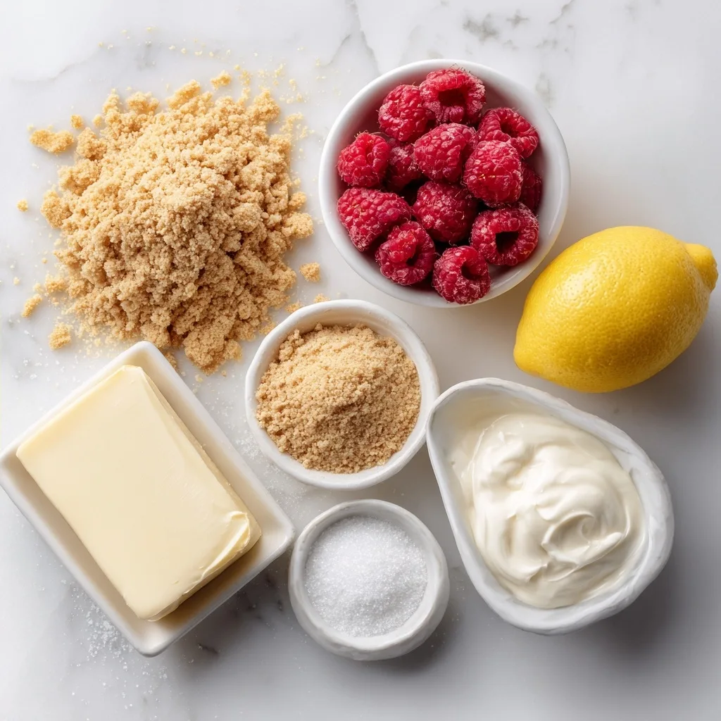 Ingredients for Raspberry Swirl Cheesecake with Graham Cracker Crust